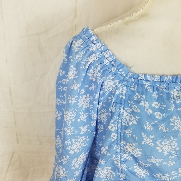 Speed limit mph blue white off shoulder crop top - Picture 4 of 9